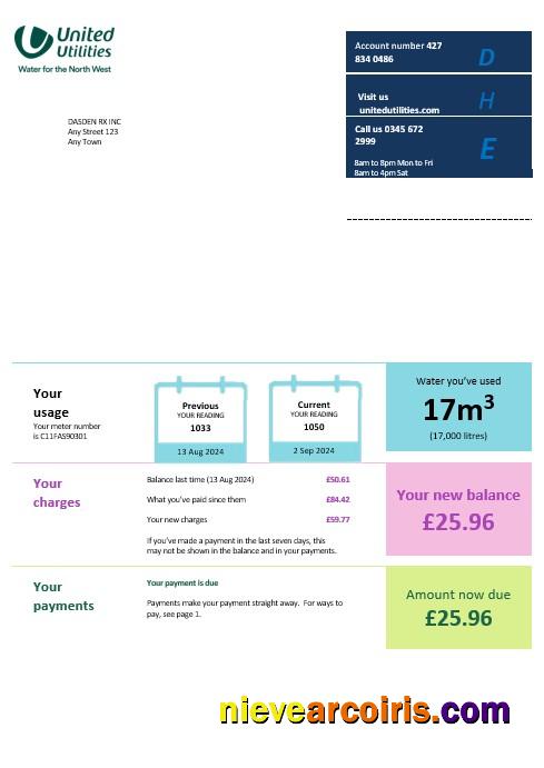 United Kingdom United Utilities business utility bill